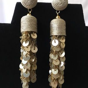 NEW!!  Fun Gold Dangling Sequins Earrings, Pierced